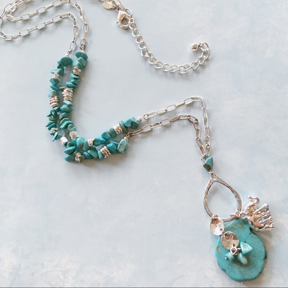 Chico’s Turquoise and Silver Tone Necklace